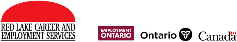 Logos for Red Lake Jobs, Employment Ontario and the Ontario and Canada Governments